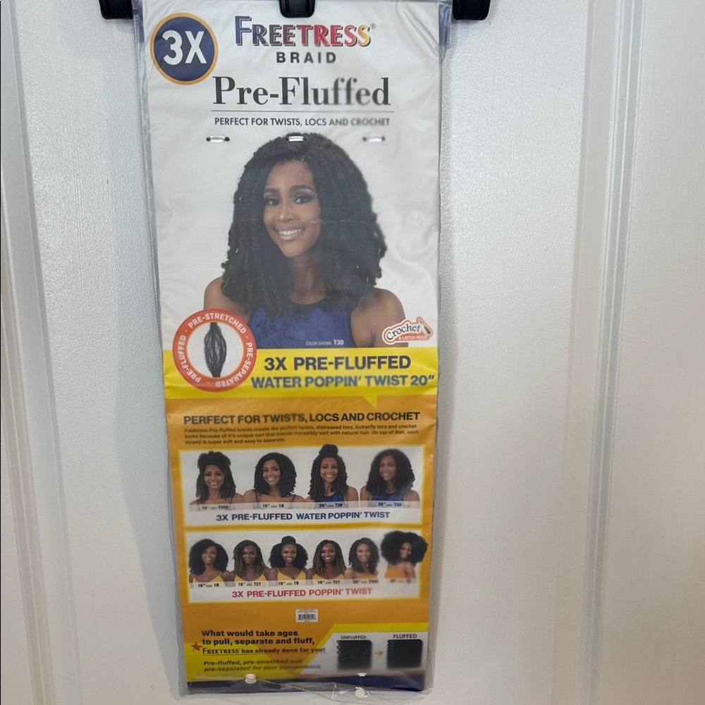 Shake-N-Go hair 3 pieces 20” pre fluffed water poppin’ twist freetress braid New